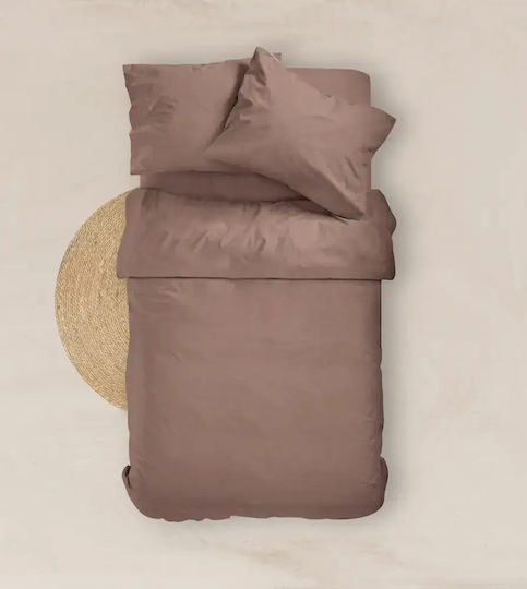 Borea Cearceaf Solid De Pat Single Cu Hugger Din Cauciuc 100x200+25cm Maro