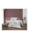 Dimcol Veroniki Single Bed Sheets Set 160x240cm White-Mocha 3 Pieces