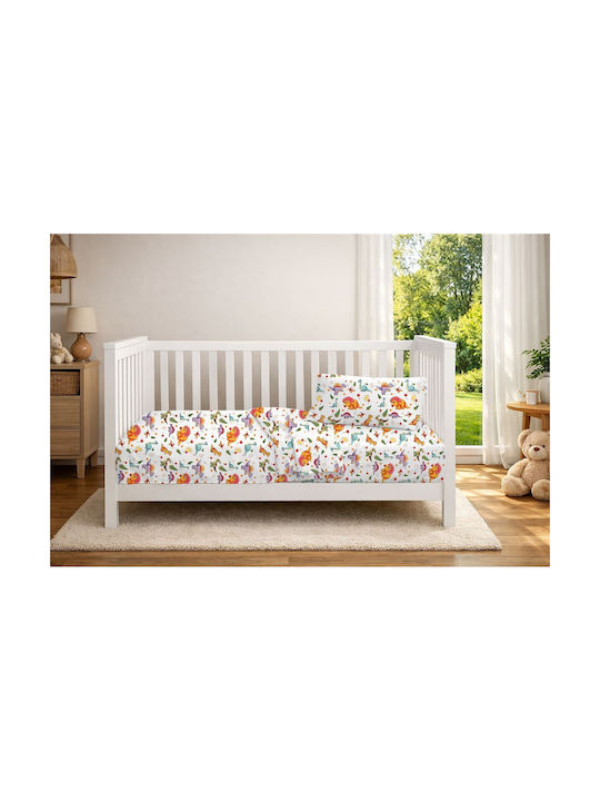 Dimcol Baby Bettlaken Für Krippe Baumwolle Angepasst Dinosaur 520 Weiß 70x140cm