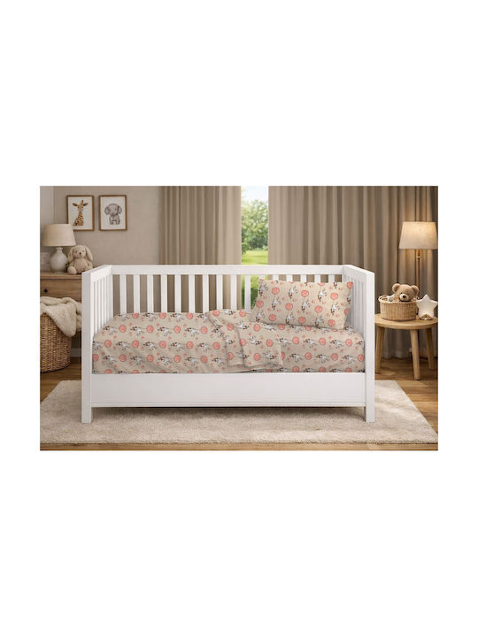 Dimcol Детски Чаршаф За Количка Памучен с Ластик Floating Bunny 714 Бежов 70x140см