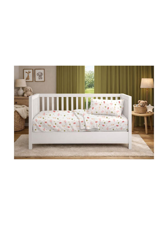 Dimcol Set Baby Crib Cotton Sheets Happy Safari 712 Multicolour 120x160cm 3 Pieces