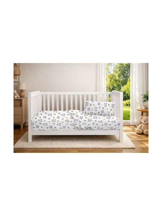 Dimcol Set Baby Crib Cotton Sheets Baby Foxes 594 Multicolour 120x160cm 3 Pieces