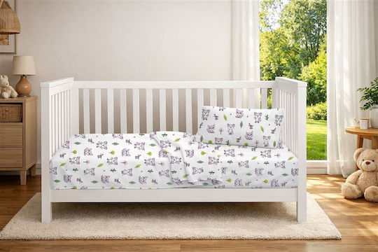 Dimcol Set Baby Crib Cotton Sheets Baby Foxes 594 Multicolour 120x160cm 3 Pieces