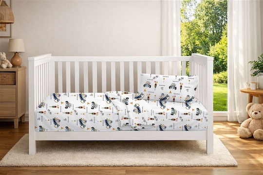 Dimcol Set Baby Crib Cotton Sheets Animal Grand Prix 589 Multicolour 120x160cm 3 Pieces