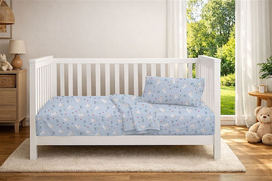Dimcol Σετ Βρεφικά Σεντόνια Κούνιας Βαμβακερά Rabbit Garden 584 Πολύχρωμα 120x160εκ. 3τμχ