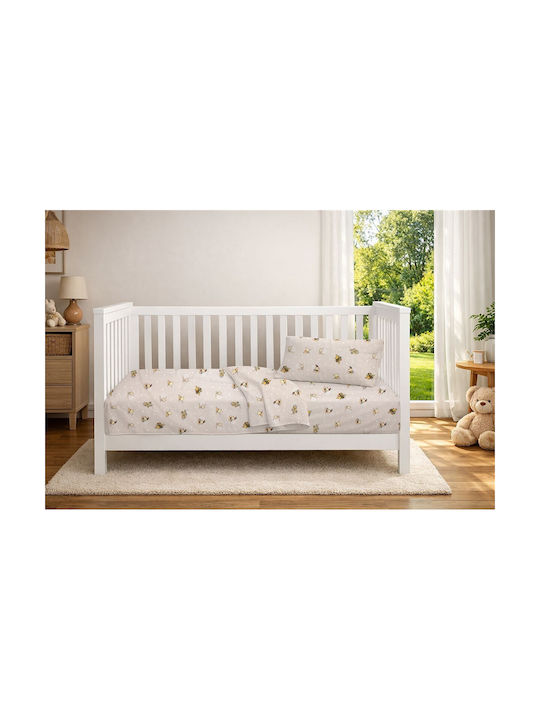 Dimcol Dimcol Baby Bettlaken Für Krippe Baumwolle Angepasst Bear's Playtime 592 Beiges 70x140cm