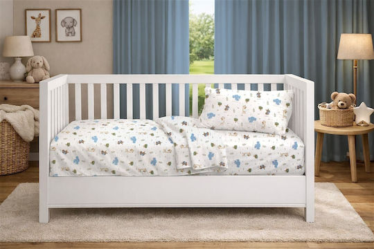 Dimcol Baby Bettlaken Happy Safari 711 Weiß 70x140cm