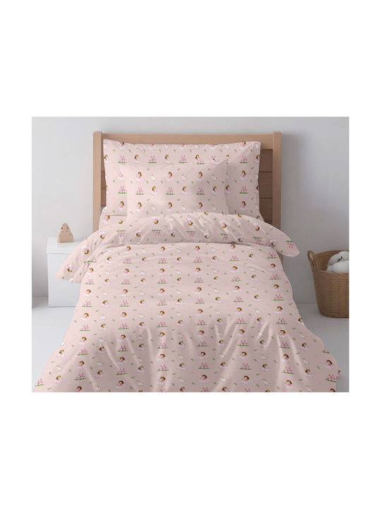Astron Italy Set Kids Sheets Single with Elastic Band Cotton Princess Pink 100x200cm 3 Pieces