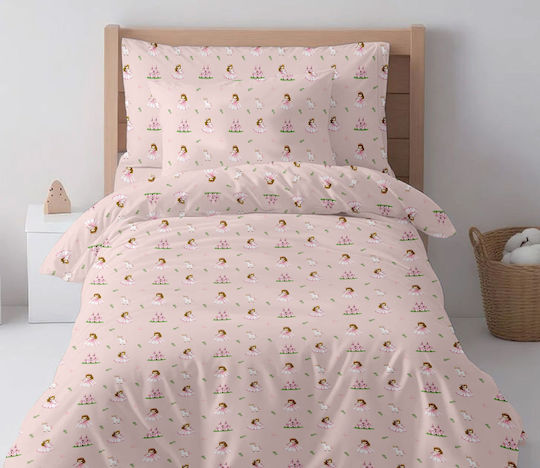 Astron Italy Set Kids Sheets Single with Elastic Band Cotton Princess Pink 100x200cm 3 Pieces