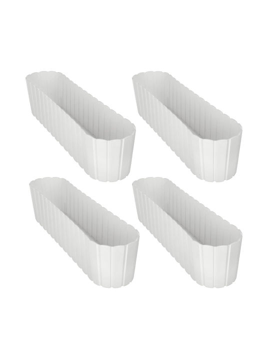Kotarbau Σετ 4 Ζαρντινιέρες Πλαστικές Rustic White