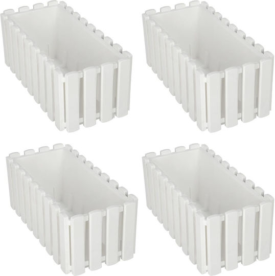 Kotarbau Set 4 Ghivece De Flori Din Lemn Rustic Alb