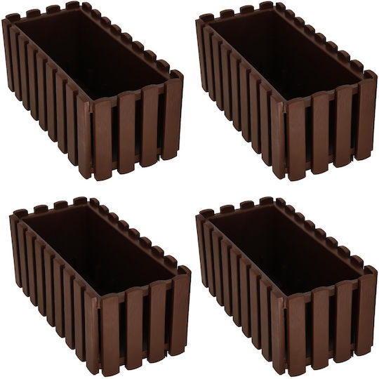 Kotarbau Set of 4 Rustic Brown Wooden Flower Pots