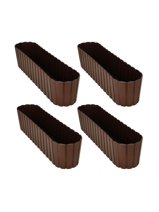 Kotarbau Set 4 Ghivece de Flori Plastice Maro Rustic
