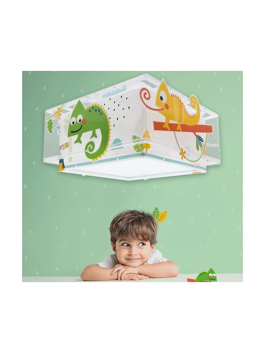 Ango Happy Jungle Single-Light Kids Ceiling Light Mount Ceiling Light Made of Plastic with E27 Socket Light Blue 30x30cm
