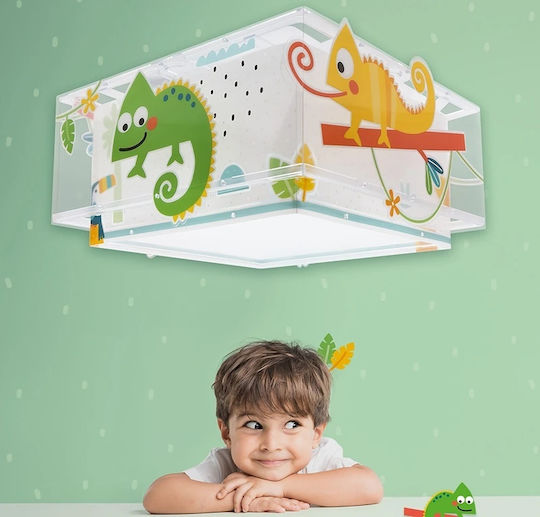 Ango Happy Jungle Einfaches Licht Kinderzimmer-Deckenleuchte aus Kunststoff mit E27-Fassung Hellblau 30x30cm