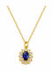 Bizou-Shop Necklace From Gold Plated Steel With Blue Zircon