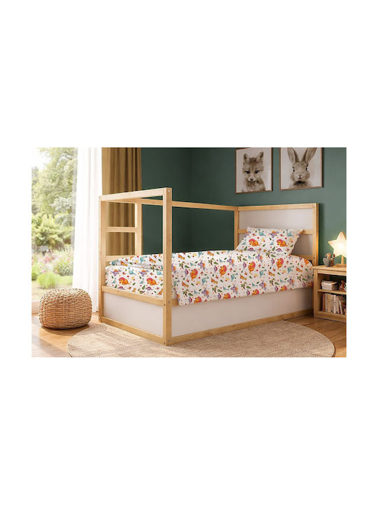 Dimcol Single Cotton Sheet Set Dinosaur 520 Whi...