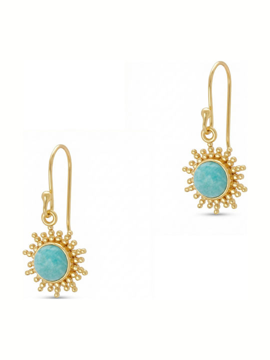Kiriakos Gofas Silver Gold Plated Earrings with Turquoise Stones