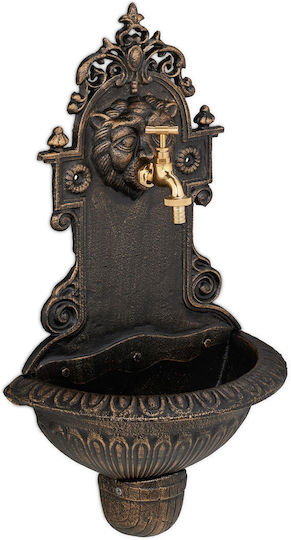 Relaxdays Wandbrunnen Wasserhahn Gold Kupfer 61x18x35 Cm