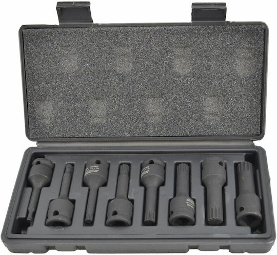 AWTools Steckdosen Pneumatisch Steckschlüsseleinsätze mit Rahmen Gastgeber 1/2" Set 8 Stück