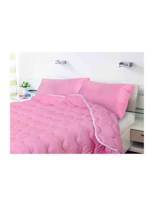 AIO Factory Pătură Dublă cu Umplere Microfibra 200x200 cm Roz