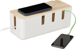 Relaxdays Kabelmanagement-Box Holzdeckel 11,5x3...