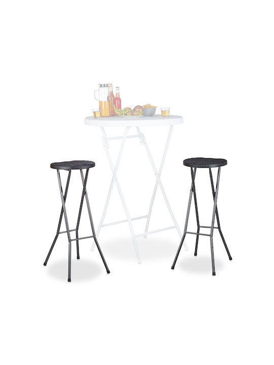 Scaun Plastic Pentru Bar Exterior Negru 2 Buc 32x29x80cm