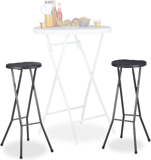 Scaun Plastic Pentru Bar Exterior Negru 2 Buc 32x29x80cm