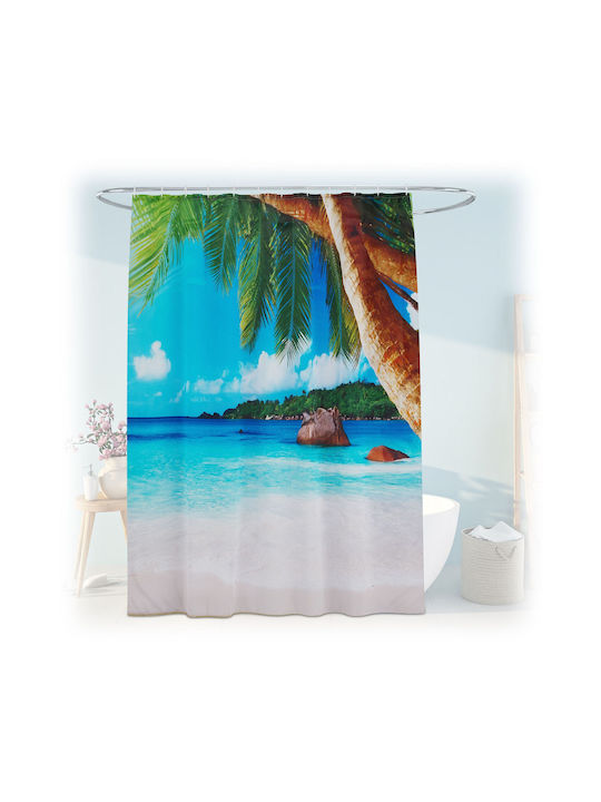 Relaxdays Stoff Duschvorhang 200x180cm Mehrfarbig