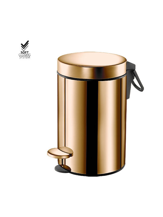 Sanco Coș Metalic De Baie Cu Închidere Lentă 3lt Bronz