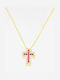 Ios Women’s Cross from Gold Plated Silver with Chain