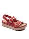 Leather Women's Flat Sandals Red