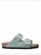 Big Buckle Leather Women's Sandals Green