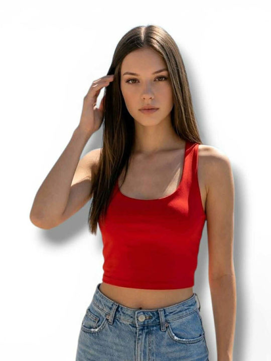 Benissimo Women's Sleeveless Crop Top Red