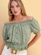 Women's Blouse Off-Shoulder Green