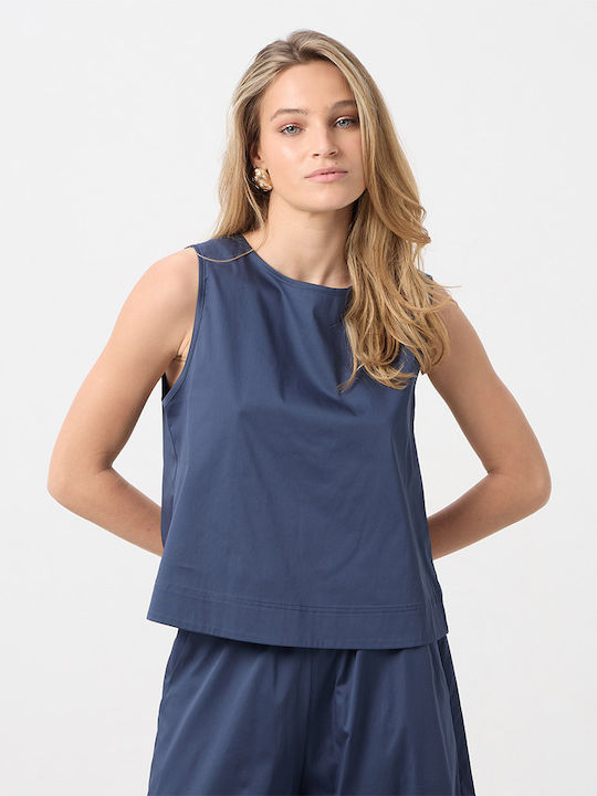 Passager Women's Cotton Sleeveless Blue Blouse