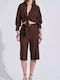 Women's Linen Brown Bermuda Shorts 10-280577-0 Brown S