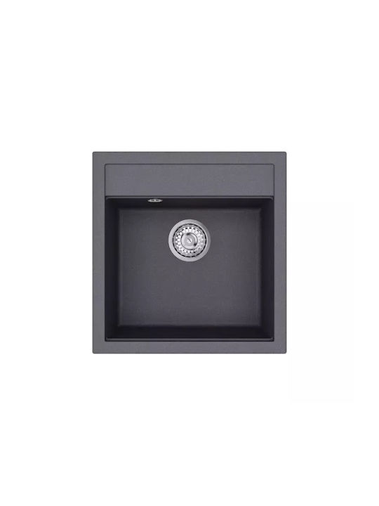 Helika Quadra Drop-In Kitchen Sink from Synthetic Granite L49xW51cm Gray