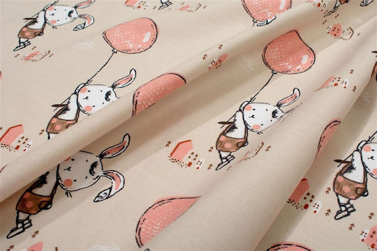 Dimcol Floating Bunny 714 Baby-Soßtuch Baumwolle Beige 80x80cm