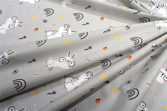 Dimcol Rabbit Garden 586 Бебешка Кърпа За Преповиване Памучна Сива 80x80см