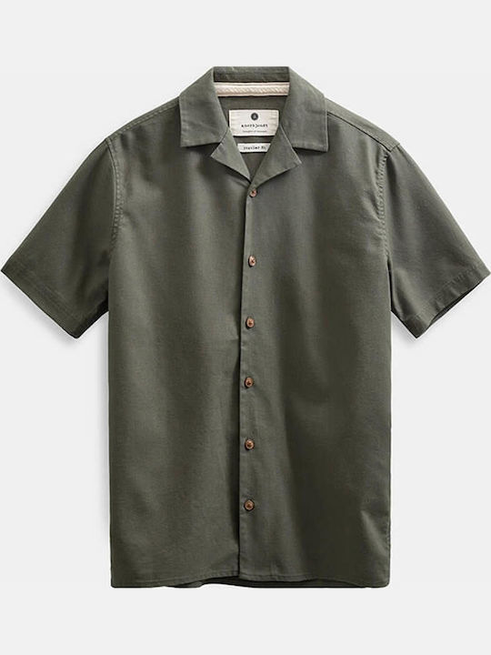Anerkjendt Akleo Short Sleeve Linen Shirt in Regular Fit Forest Night