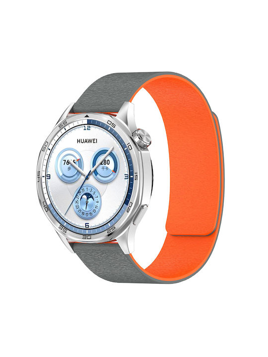 Λουράκι Σιλικόνης Striped Texture Μαγνητικό Κούμπωμα Garmin Venu 2s Venus 3s Grey Orange