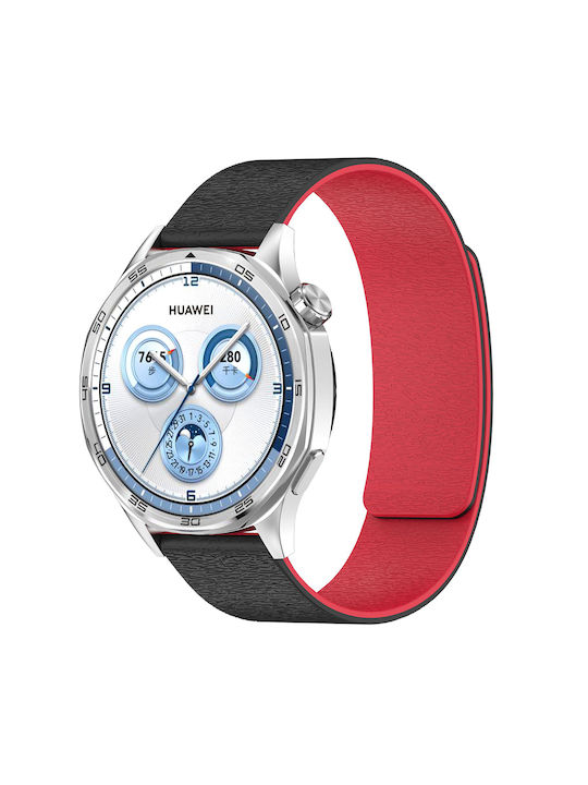 Λουράκι Σιλικόνης Striped Texture Μαγνητικό Κούμπωμα Garmin Venu 2s Venus 3s Black Red