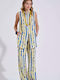 Pantaloni Dama High Rise Pantaloni Largi Cu Cauciuc Albastru