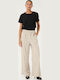 Damen Stoffhose mit Gummiband in Entspannte Passform Feather Grau