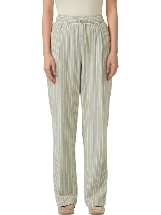 s.Oliver Women's Fabric Trousers Striped Olive