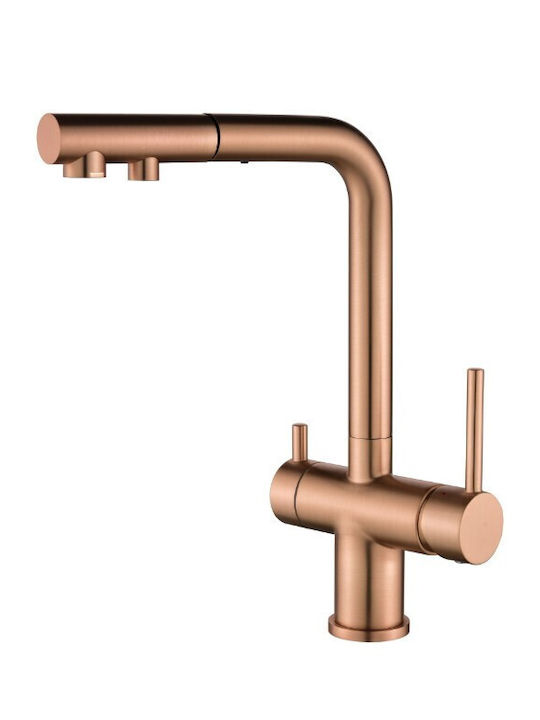 Helika Akvaduo Plus Kitchen Faucet Counter with Shower Copper