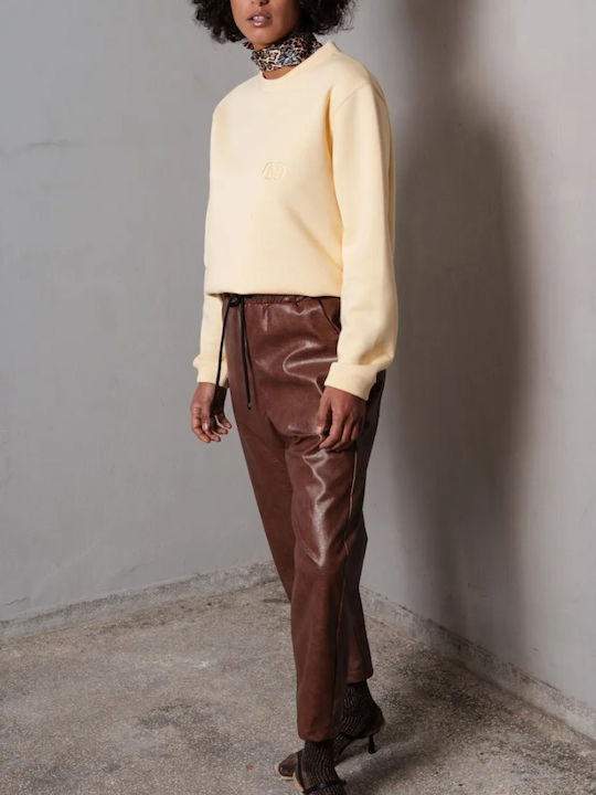Collectiva Noir Women's Leather Trousers with R...