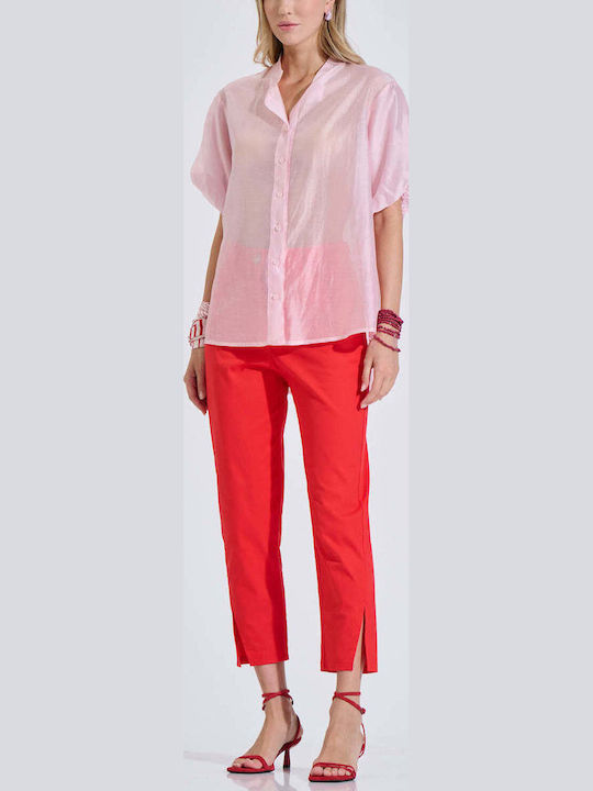 Bill Cost Women's Fabric Capri Trousers Straight Red