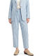 Women's High Rise Fabric Striped Brown-Blue Trousers